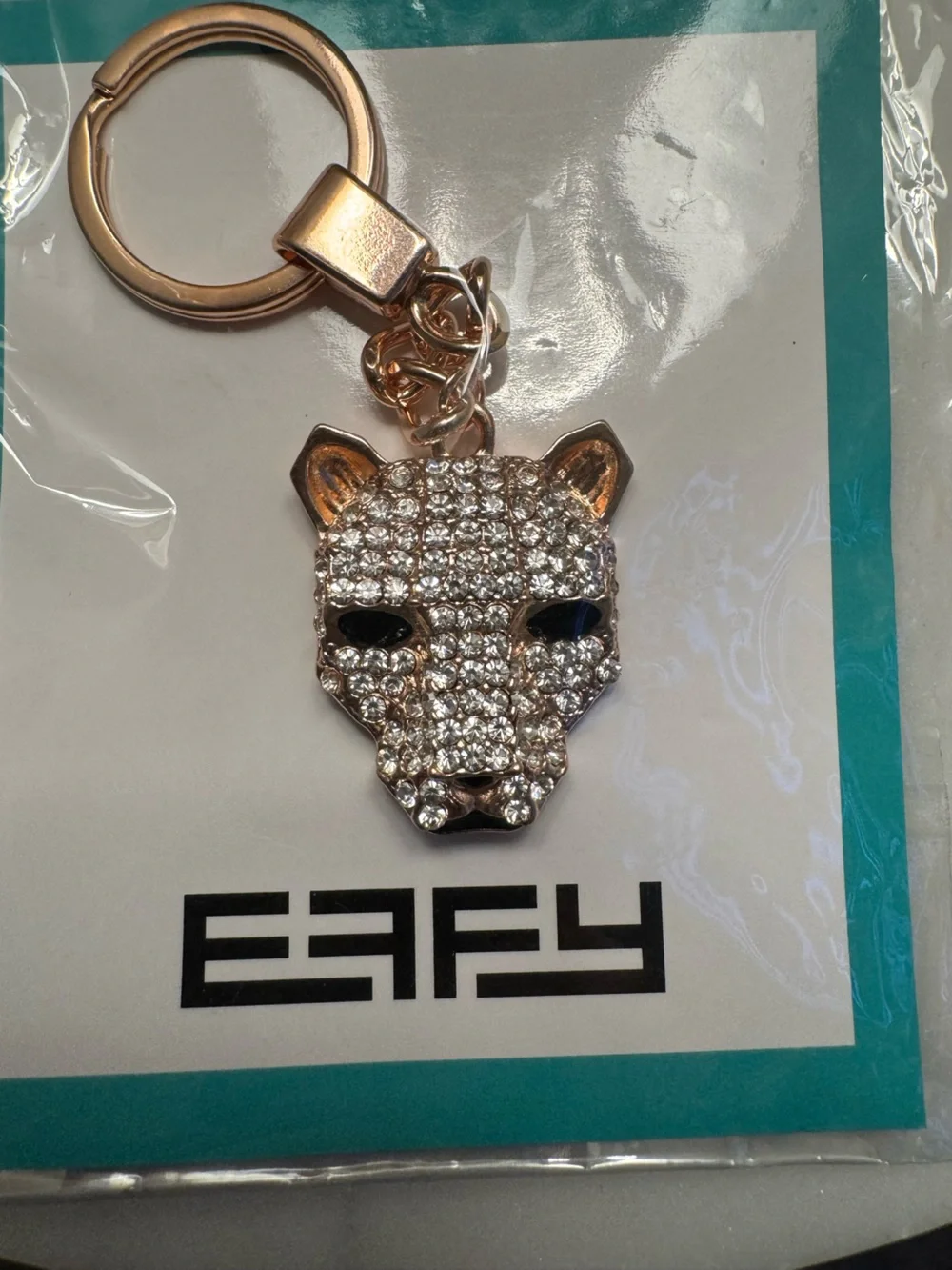 Effy Rose Gold Rhinestone Panther Keychain